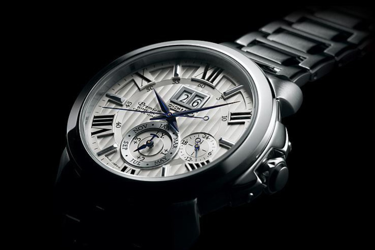 Pánské hodinky Seiko Premier Kinetic Perpetual s funkcí věčného kalendáře