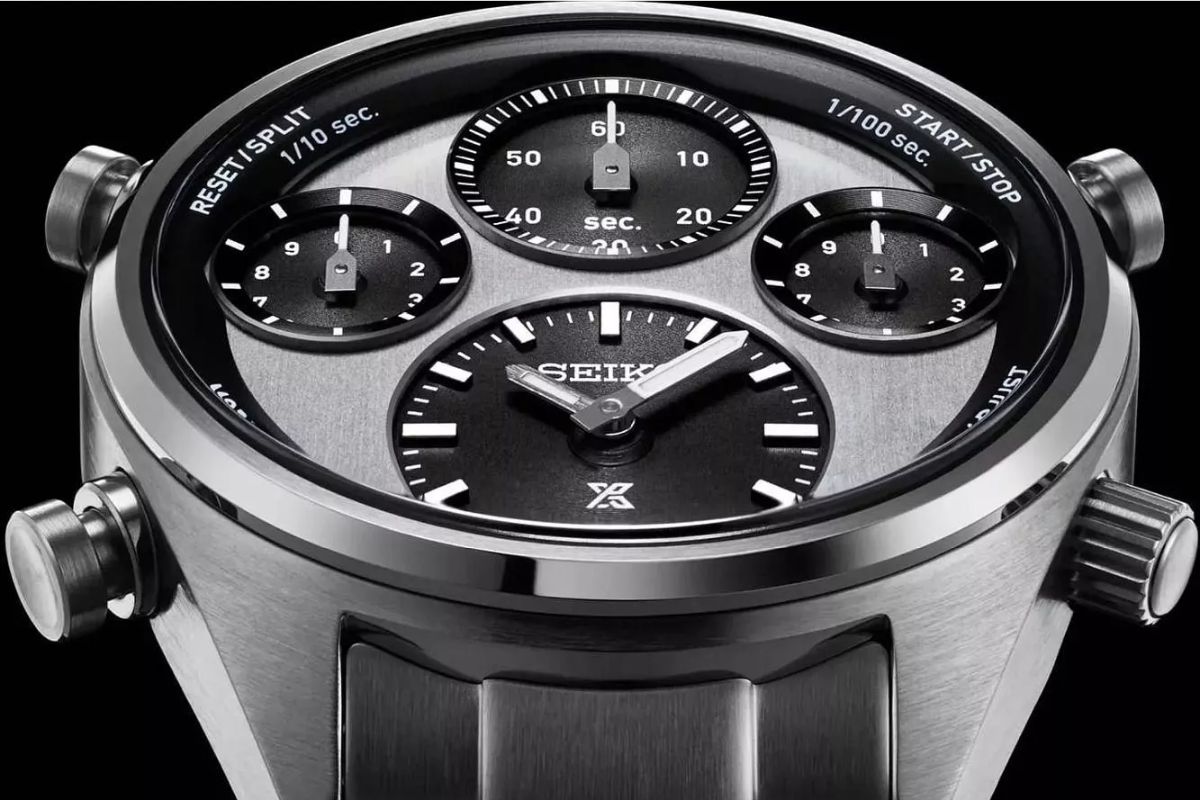 Seiko Prospex Speedtimer 1/100 Sec Solar Chronograph detailní záběr číselníku
