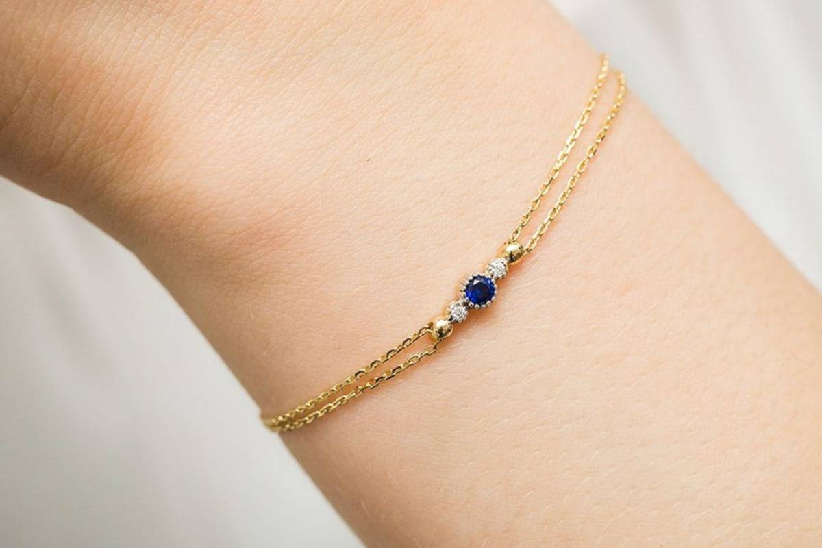 Náramek Bonore ze zlata 585 s 0,15 ct safírem